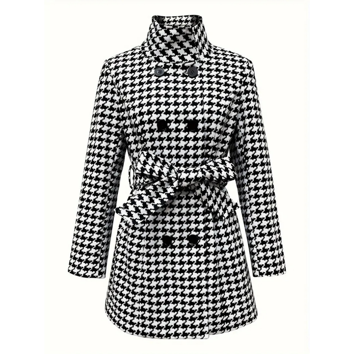 Vinterjakke med houndstooth-mønster