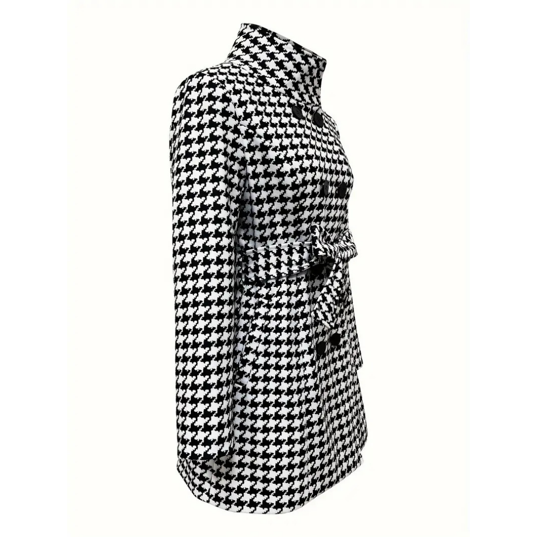 Vinterjakke med houndstooth-mønster