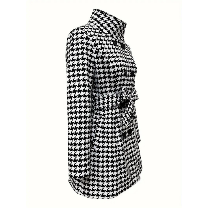 Vinterjakke med houndstooth-mønster