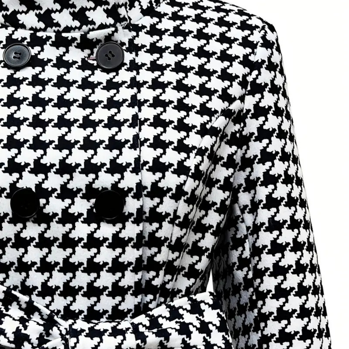 Vinterjakke med houndstooth-mønster