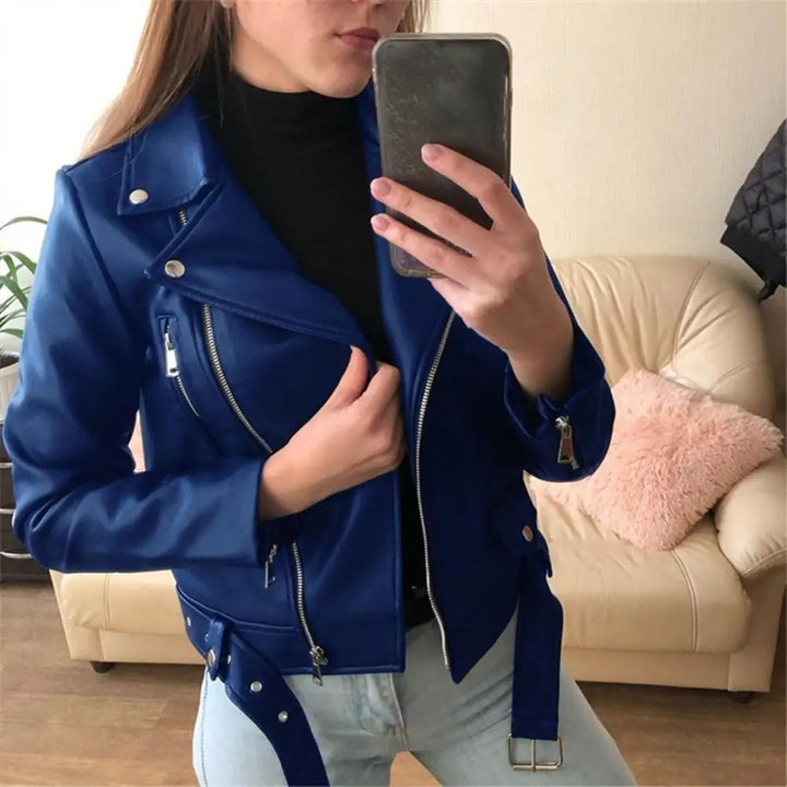 Elegant læderjakke i bikerstil