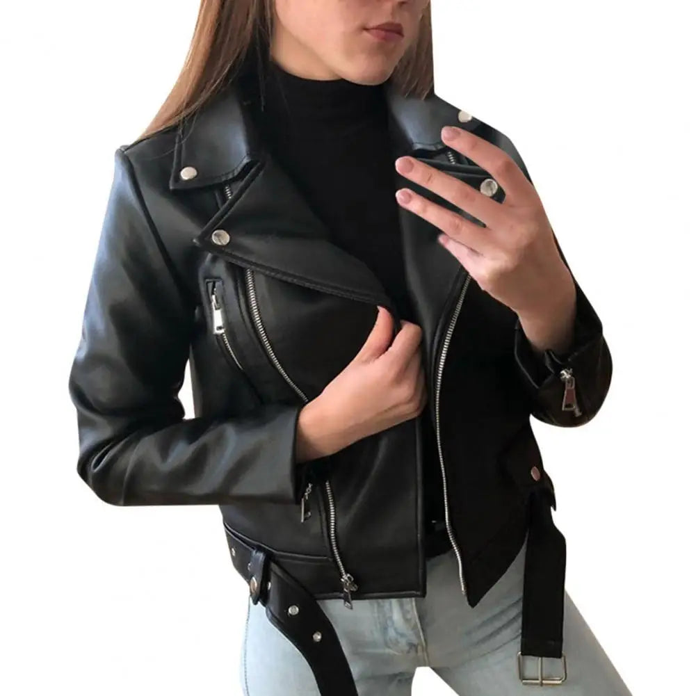 Elegant læderjakke i bikerstil