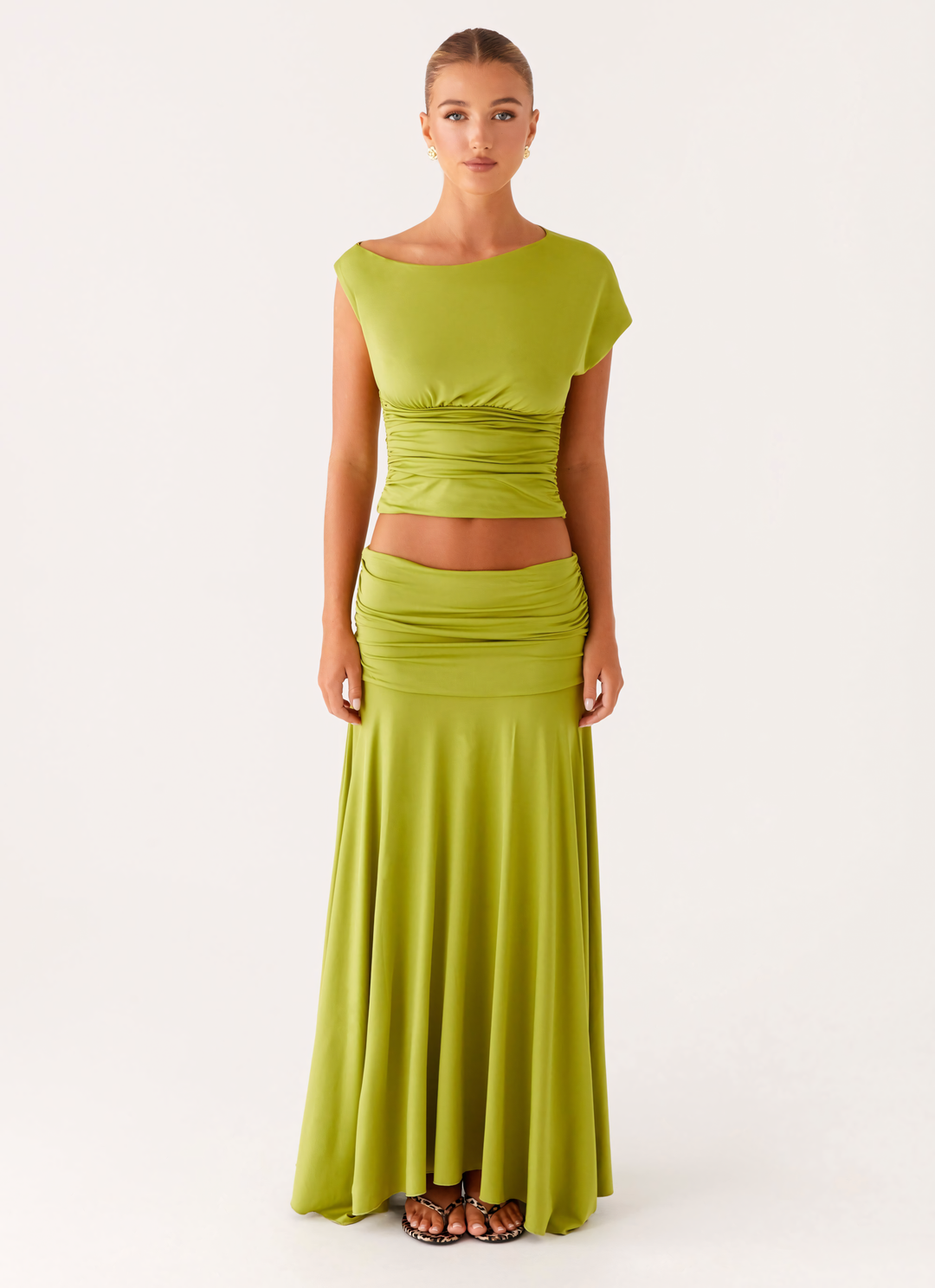 Seraphina - Ruched Satin Maxi Sæt