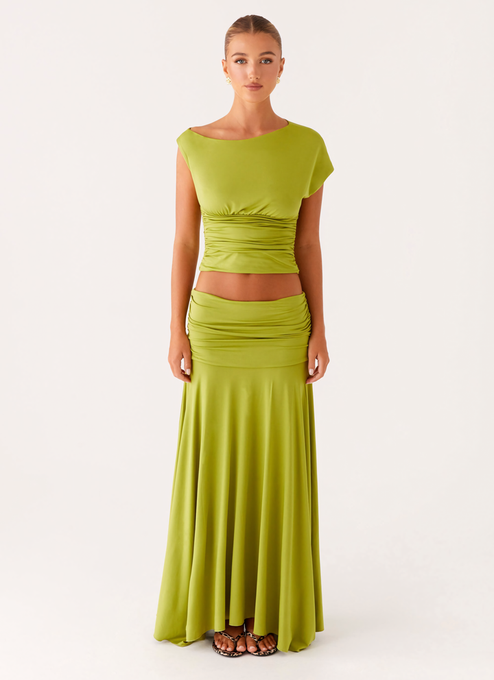 Seraphina - Ruched Satin Maxi Sæt