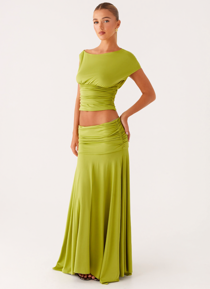 Seraphina - Ruched Satin Maxi Sæt