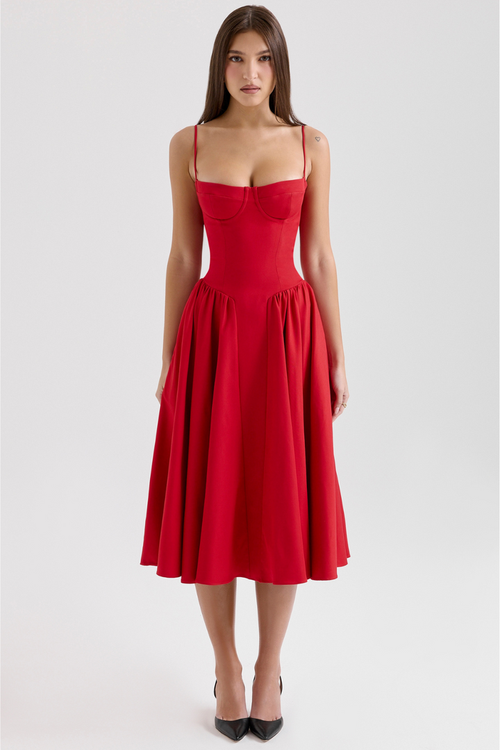 Solène – Corset Twill Midi-kjole