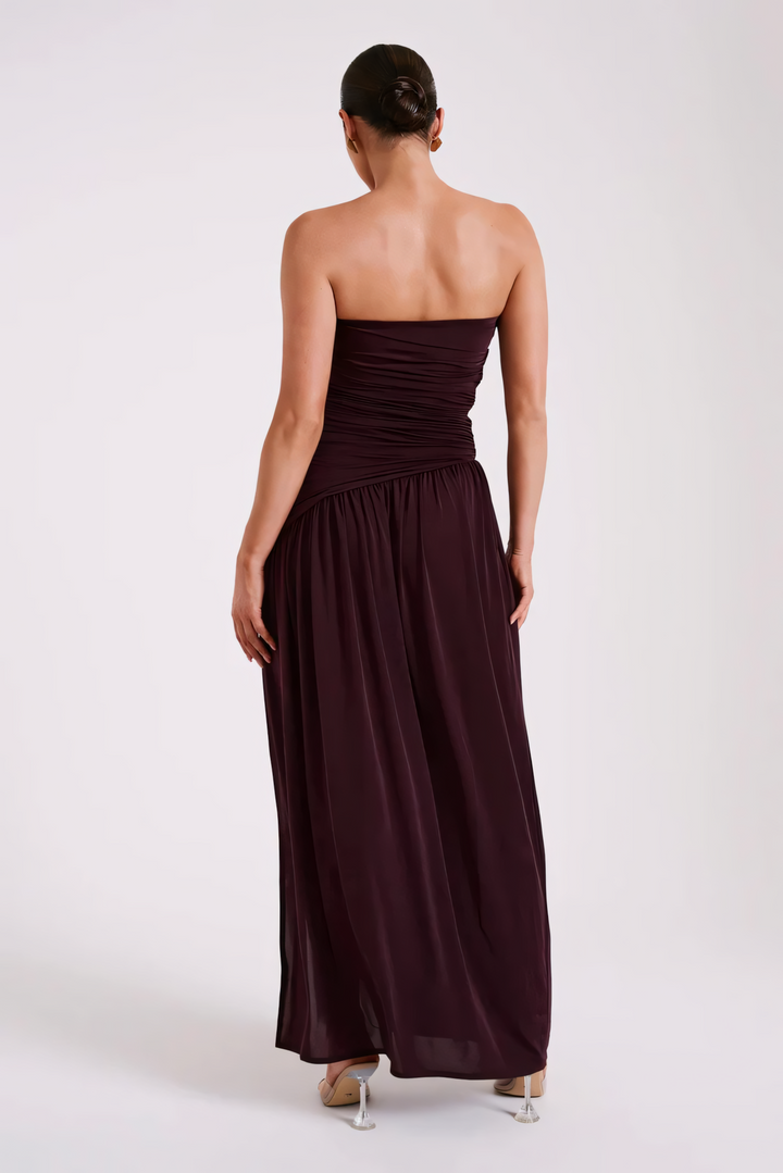 Selvara - Ruched Maroon Kjole