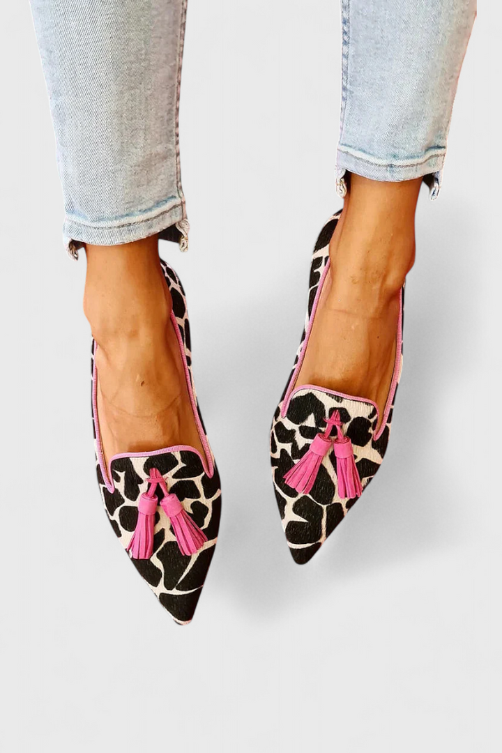 Elegante Fermina-loafers med spids snude og tofarvet design