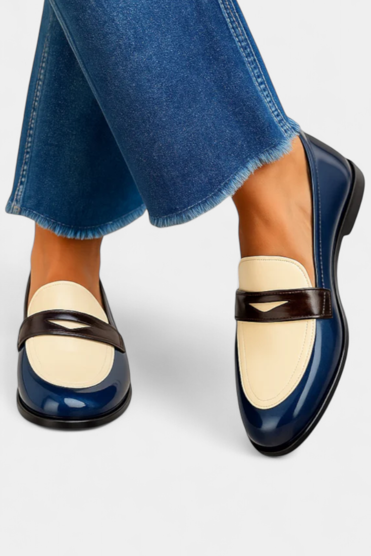 Tidløse Claudia-loafers i tofarvet design