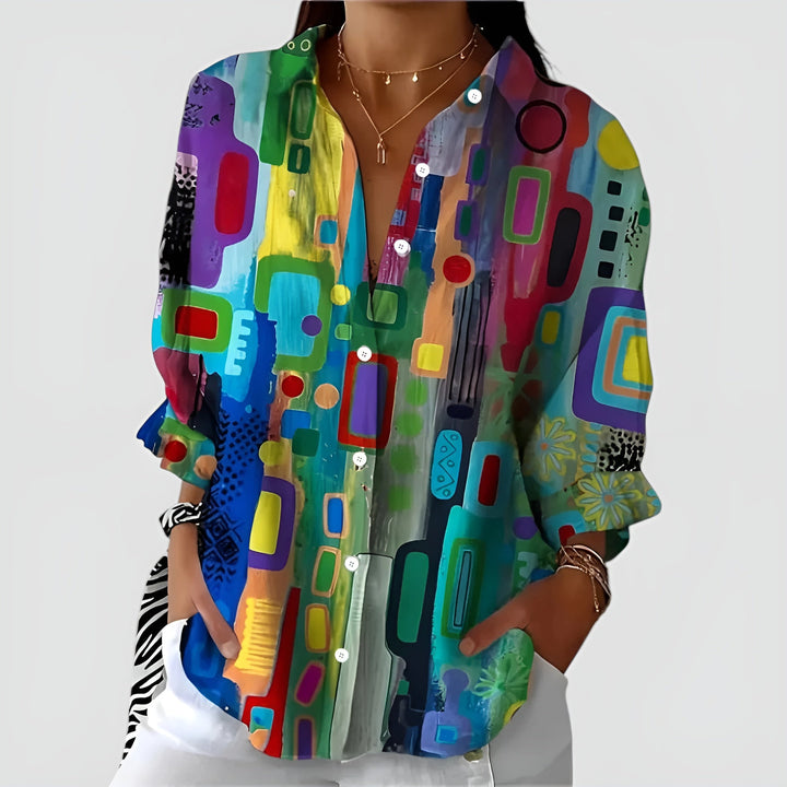 Freja™ bluse med geometrisk mønster