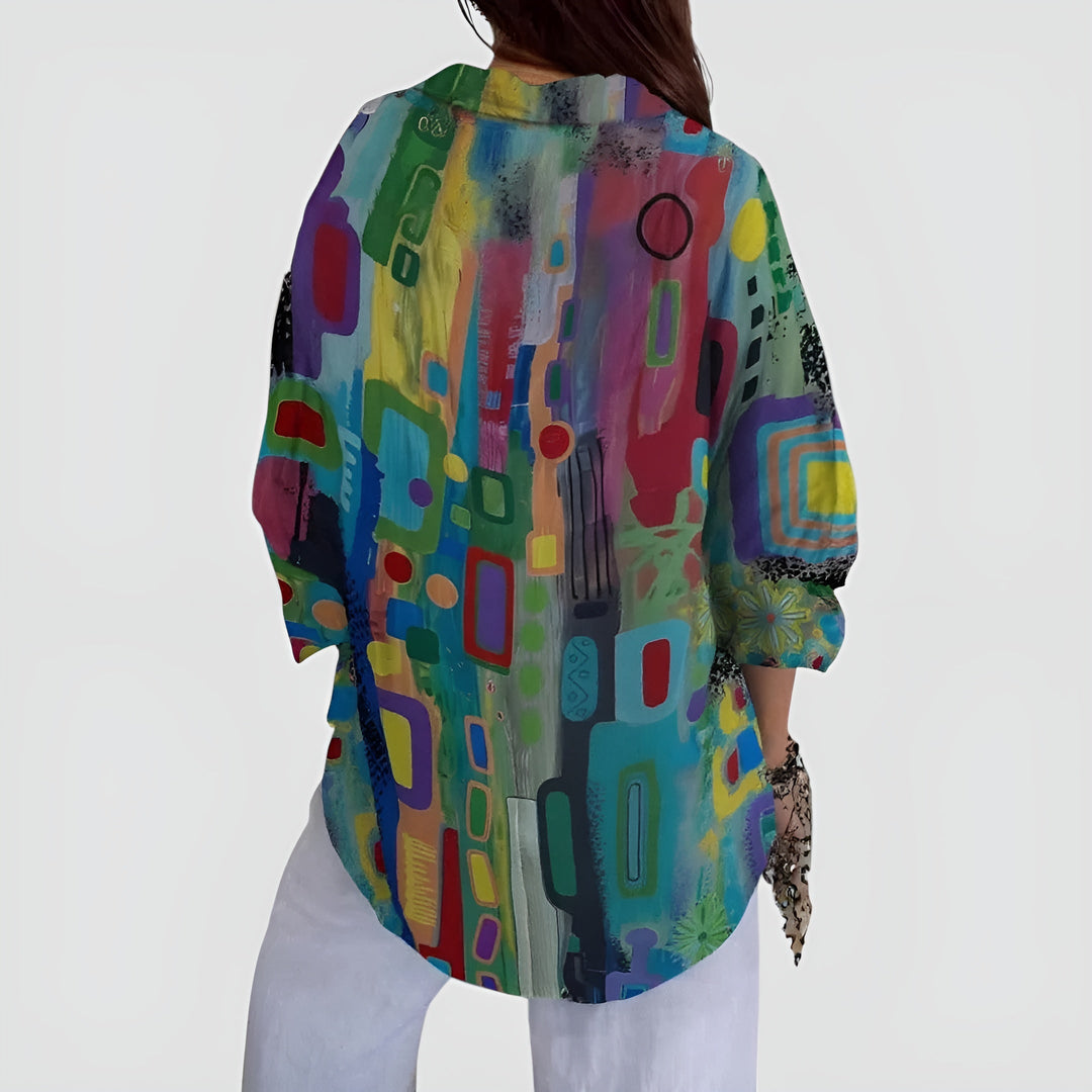 Freja™ bluse med geometrisk mønster