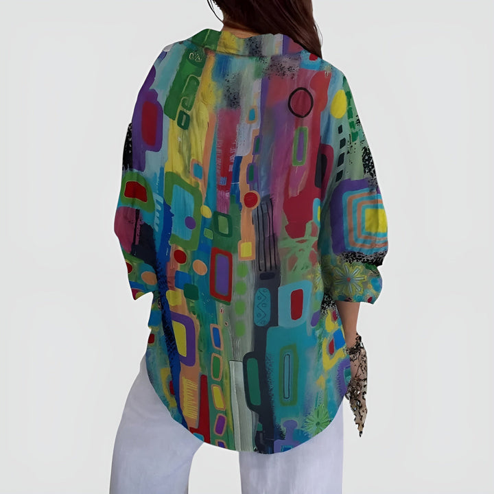 Freja™ bluse med geometrisk mønster