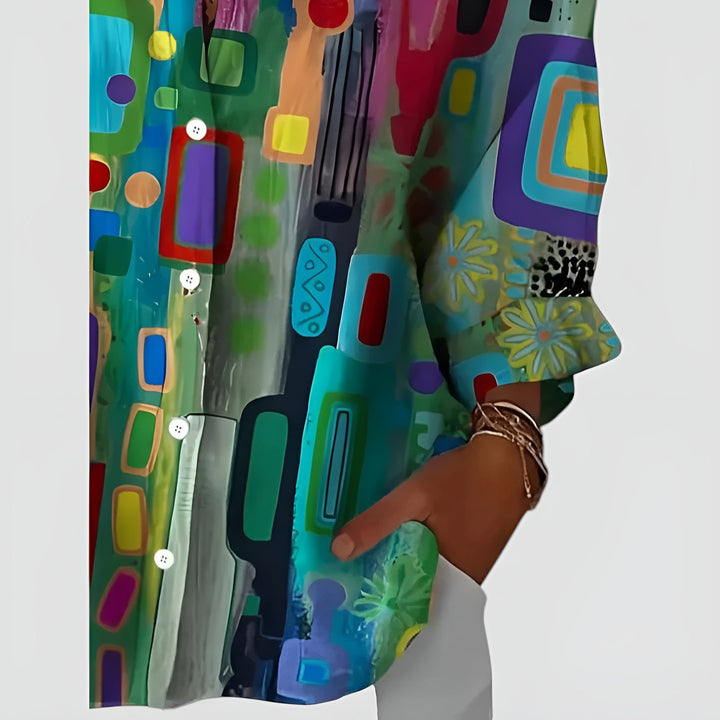 Freja™ bluse med geometrisk mønster