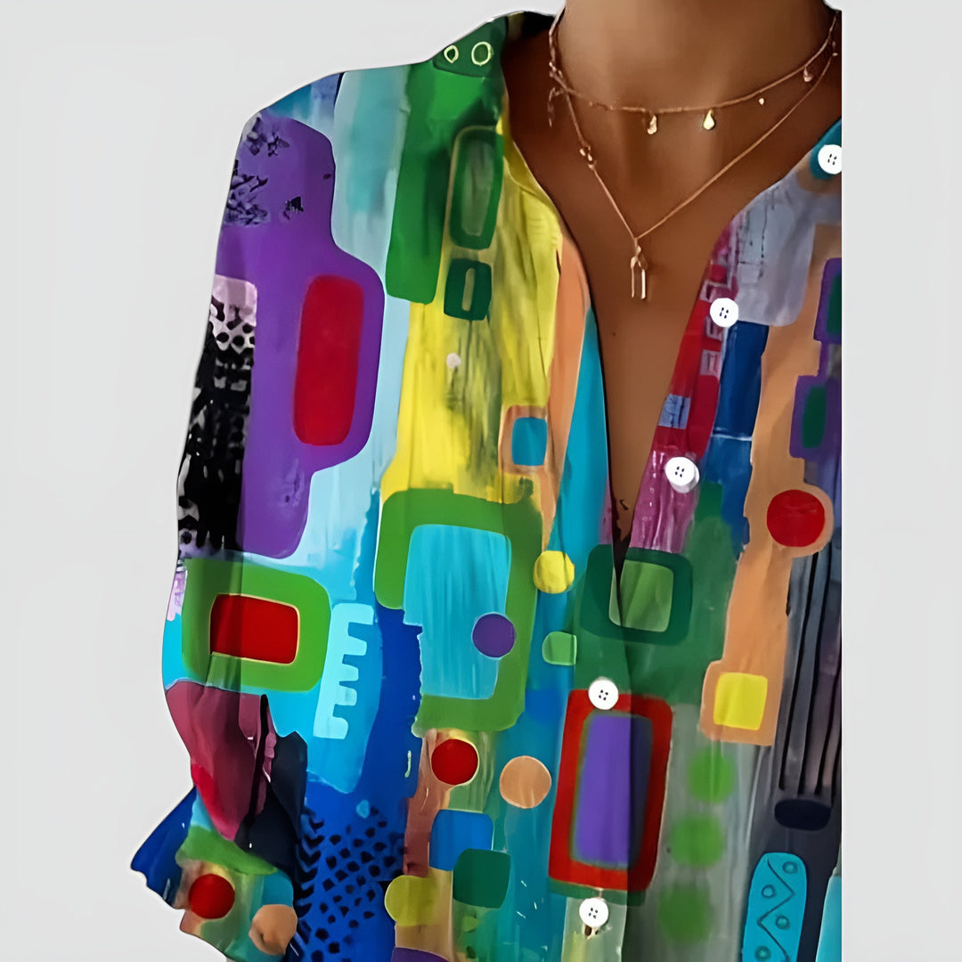 Freja™ bluse med geometrisk mønster